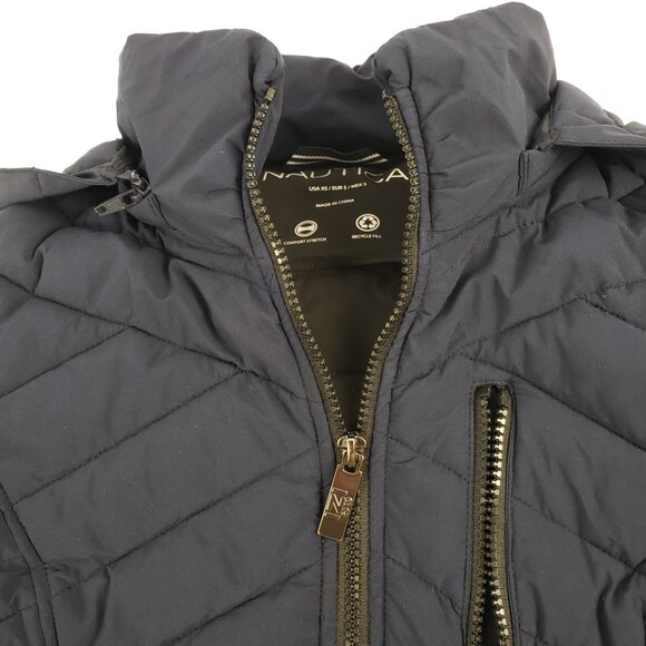 Nautica XS Navy Blue Puffer Coat Jacket Womens Fall Winter Packable - Picture 9 of 16